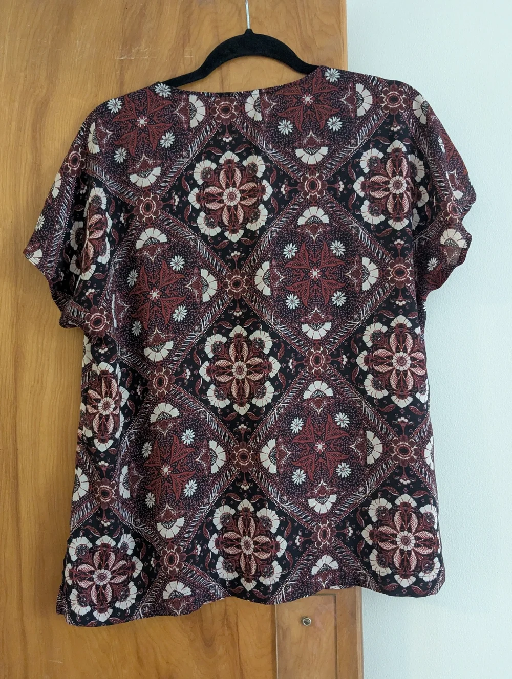 Maurices Black & Brown Floral Medallion Short-Sleeve Button Down Top - Picture 3 of 10